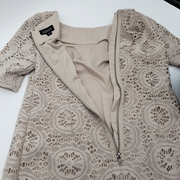 Adrianna Papell Ivory Floral Overlay Crochet Shift Dress - Picture 5 of 8